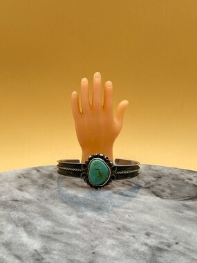 Vintage turquoise sterling silver 925 cuff South Western bracelet - 00G0BW